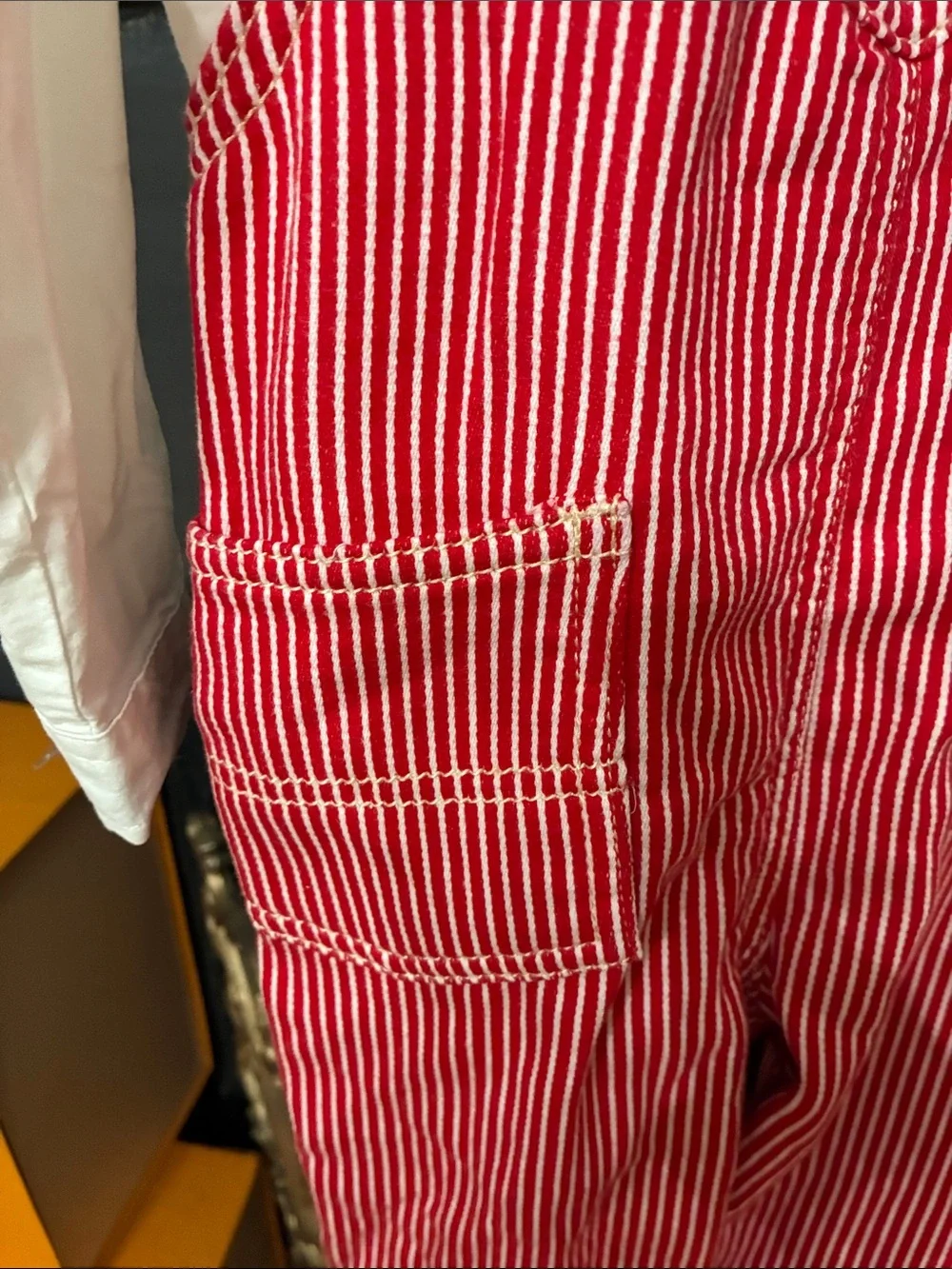 OshKosh B'gosh Red & White Stripe Kids Overalls